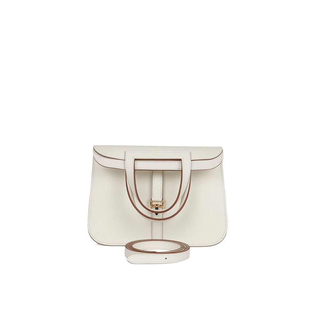 HERMES HALZAN 25 WHITE EVERCOLOR GOLD HARDWARE (25cm)
