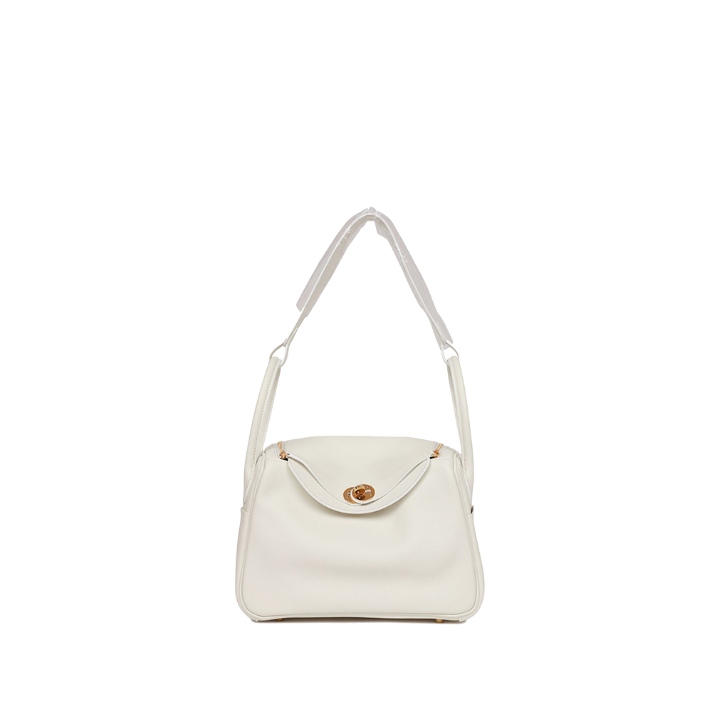HERMES LINDY 26 WHITE EVERCOLOR GOLD HARDWARE (26*18*12cm)