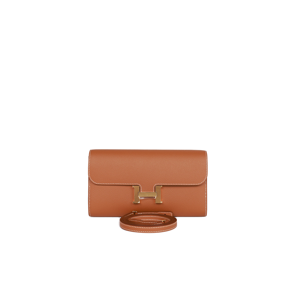 HERMES CONSTANCE WALLET TO GO ETOUPE EPSOM GOLD HARDWARE (22*3.5*11cm)