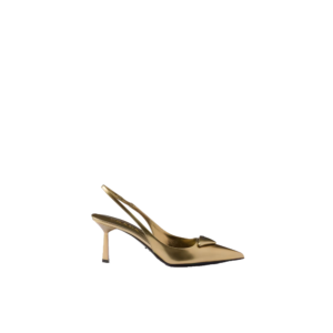 Metallic leather slingback pumps