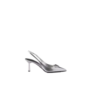 Metallic leather slingback pumps