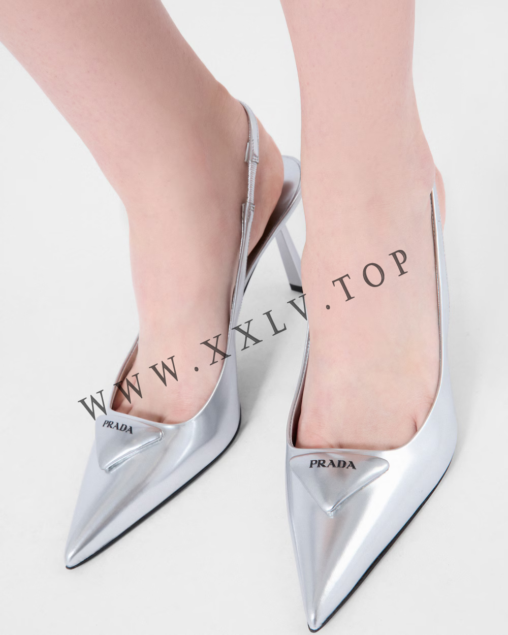 Metallic leather slingback pumps - Image 4