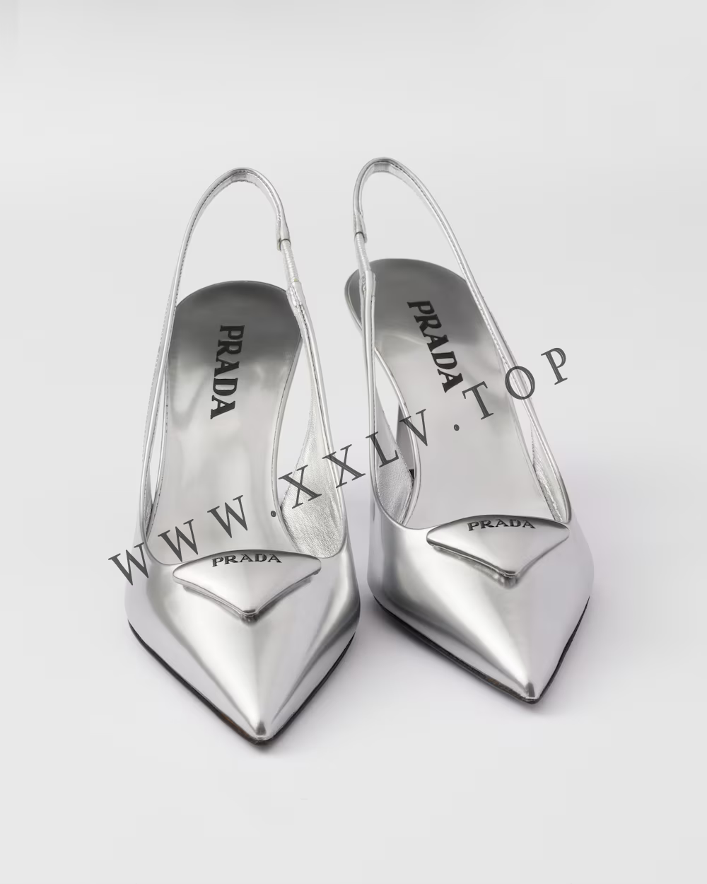 Metallic leather slingback pumps - Image 2