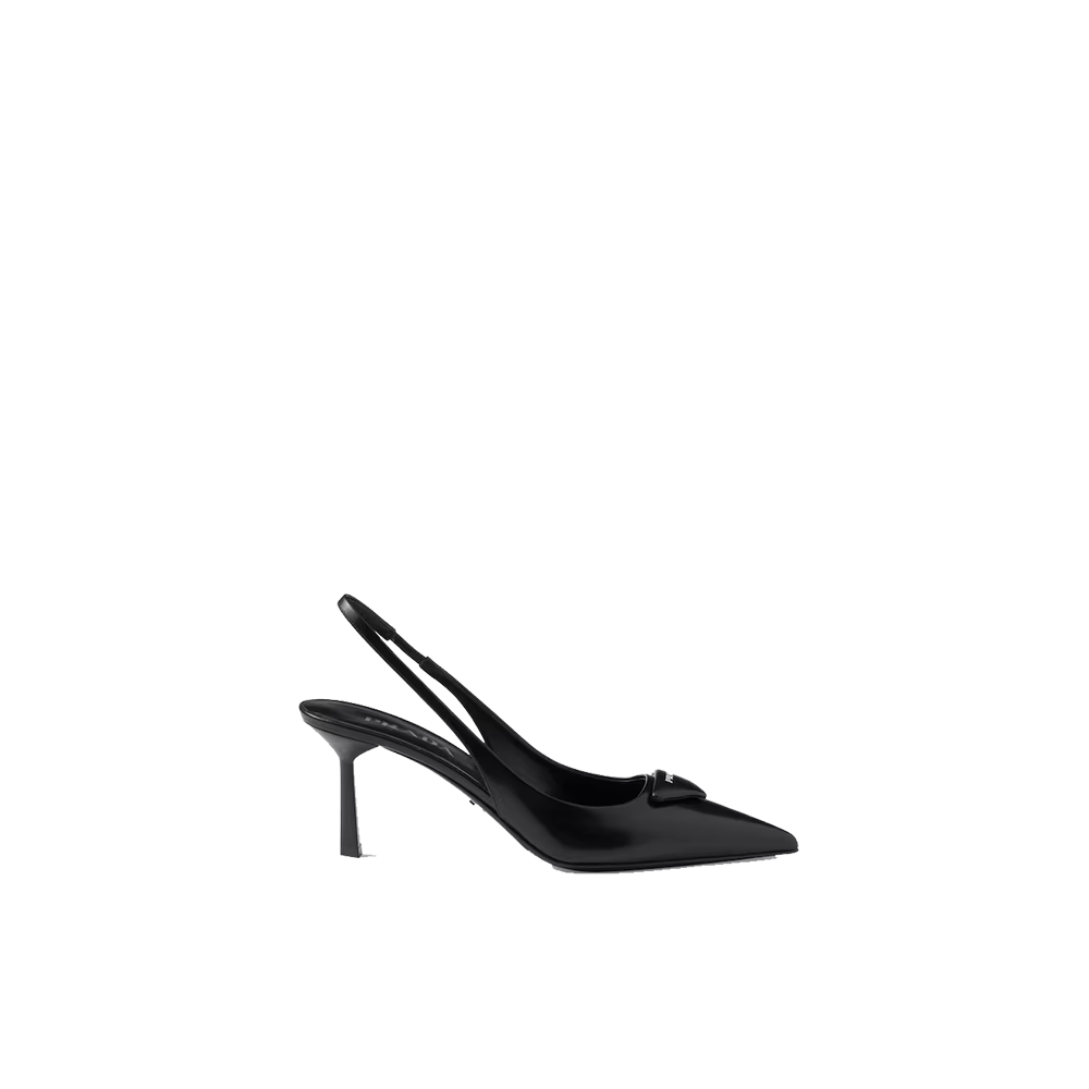 Brushed leather slingback pumps