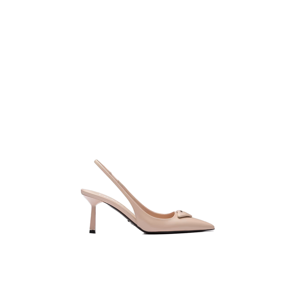 Brushed leather slingback pumps