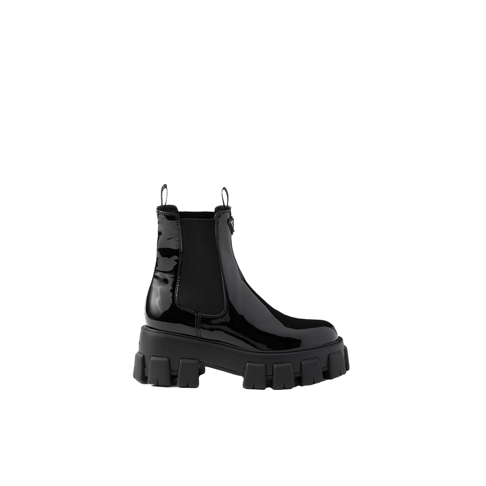 Monolith patent leather booties