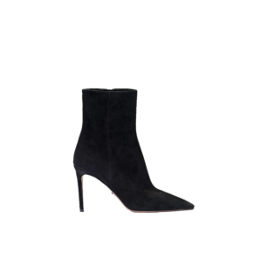 High-heeled suede booties