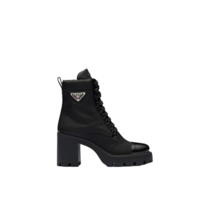 Re-Nylon and leather booties