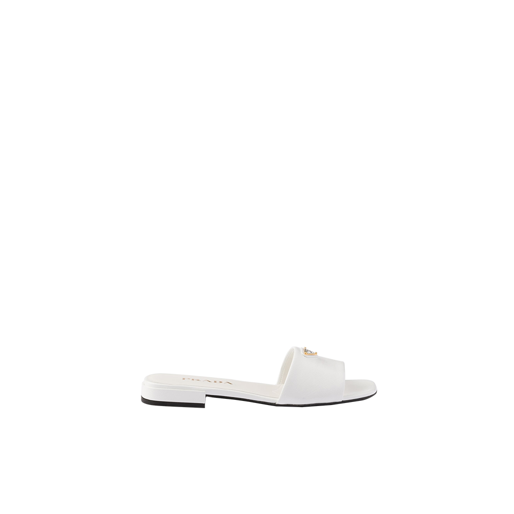 Saffiano patent leather slides