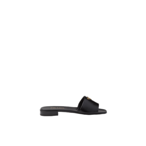 Saffiano patent leather slides