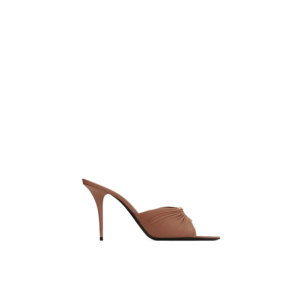 LOLA mules in smooth leather and draped jersey