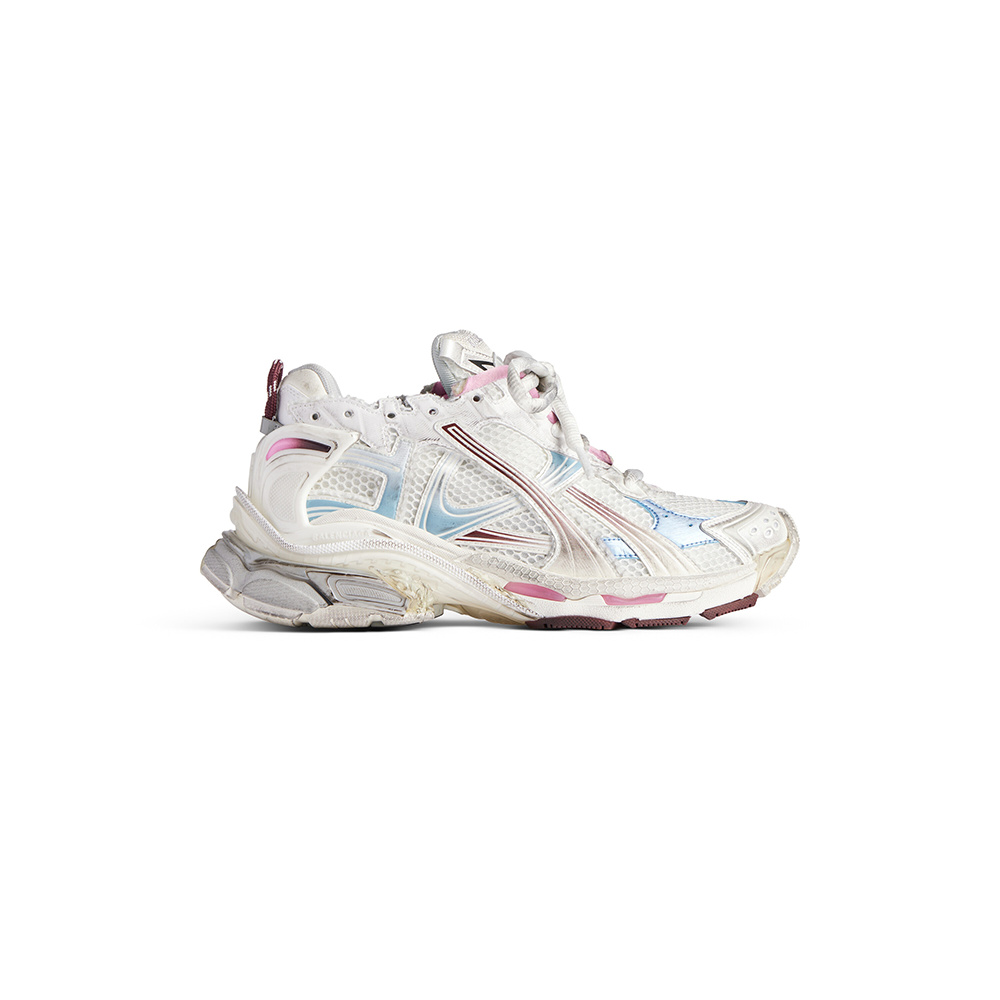 Women's Runner Gradient Sneaker in White/brown/blue/pink/grey