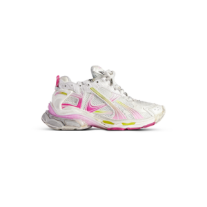Women's Runner Gradient Sneaker in White/pink/grey/neon Yellow