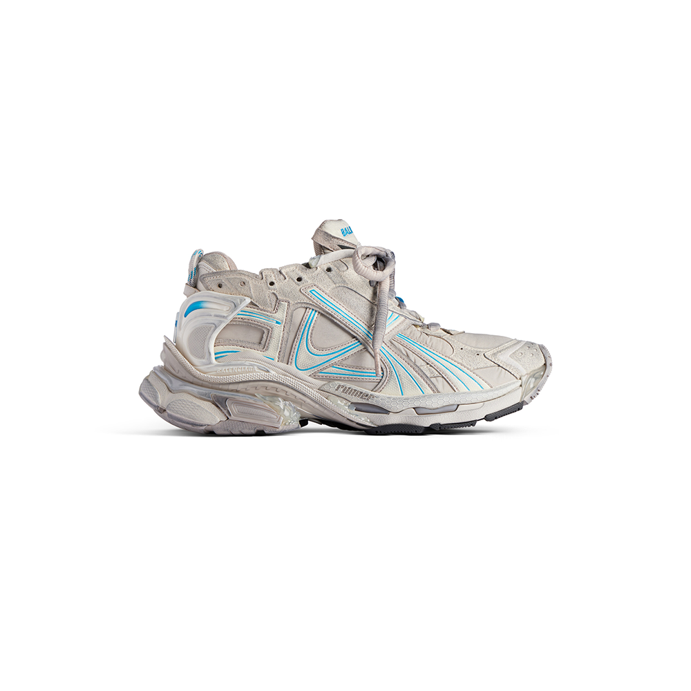 Women's Runner Sneaker in Taupe/blue