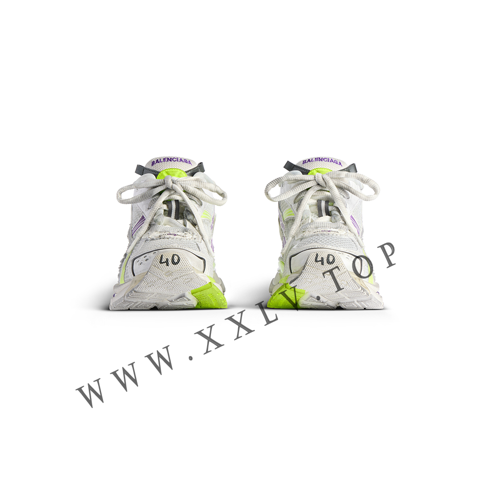 Women's Runner Sneaker in White/neon Yellow/grey/purple - Image 4