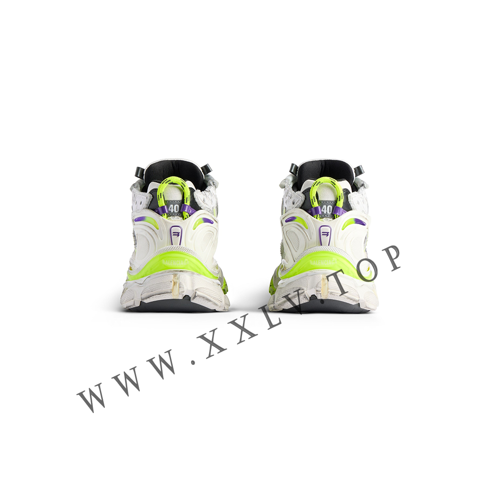 Women's Runner Sneaker in White/neon Yellow/grey/purple - Image 3