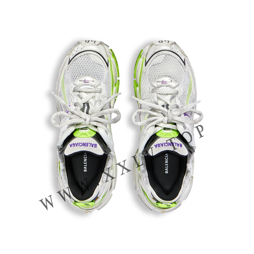 Women's Runner Sneaker in White/neon Yellow/grey/purple - Image 2