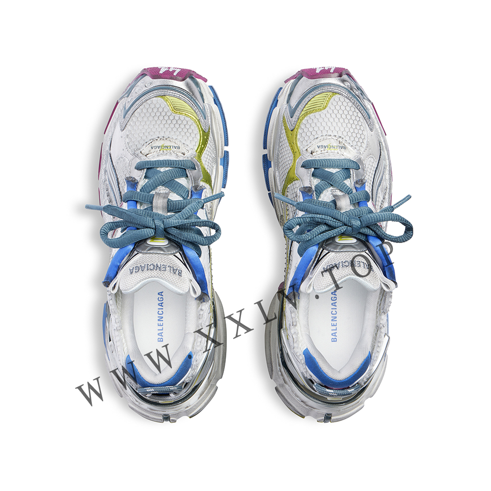 Women's Runner Sneaker in White/blue/purple/yellow - Image 4