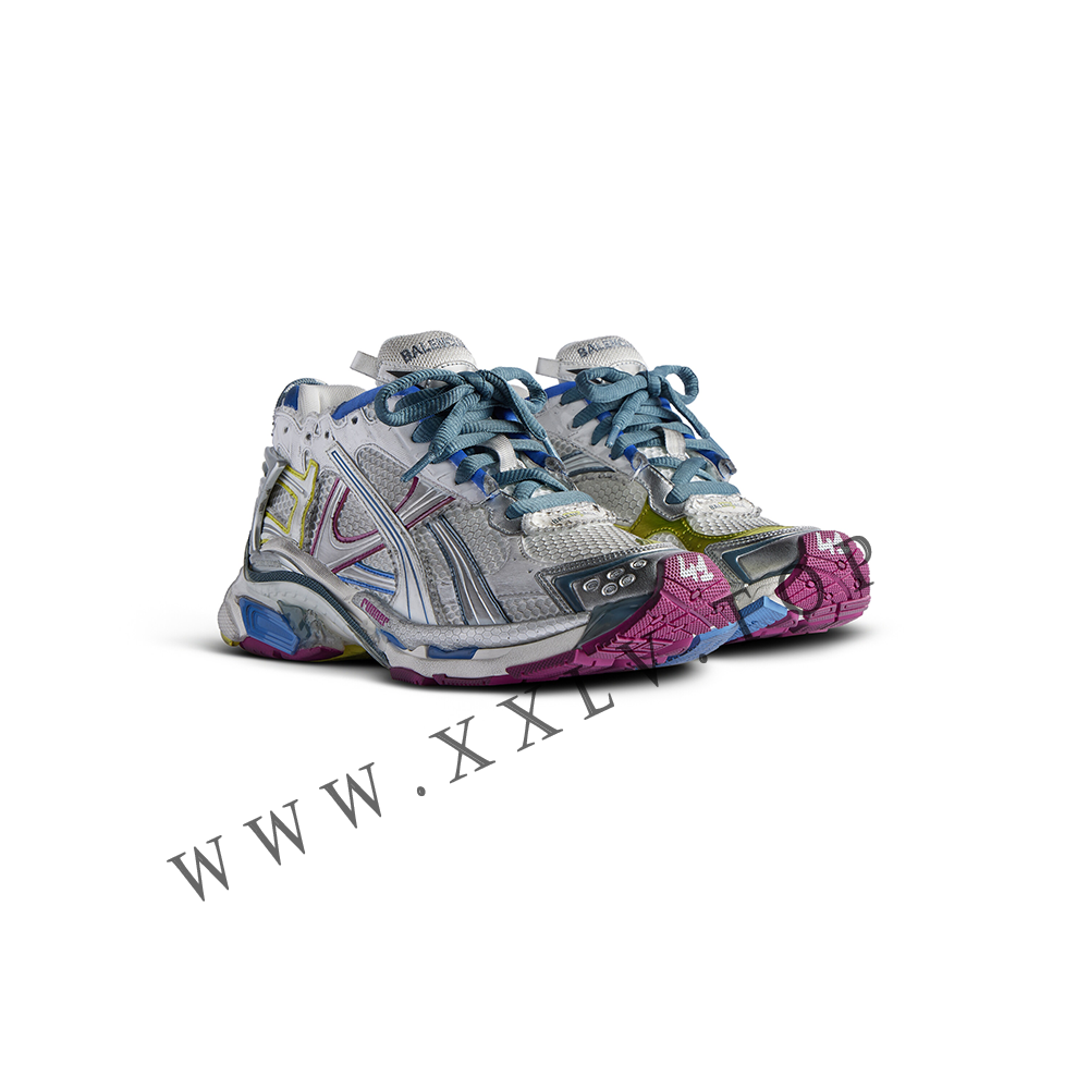 Women's Runner Sneaker in White/blue/purple/yellow - Image 3