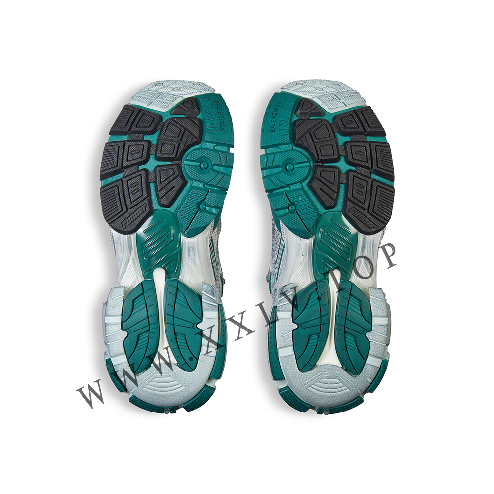 Women's Runner Sneaker in White/green/blue - Image 5