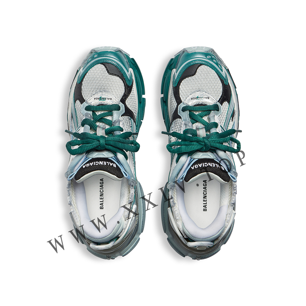 Women's Runner Sneaker in White/green/blue - Image 4