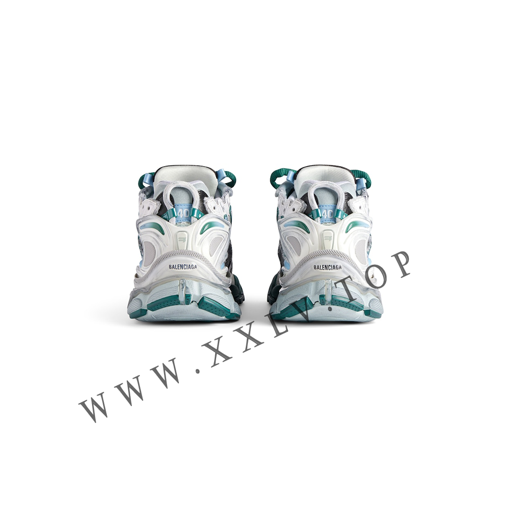 Women's Runner Sneaker in White/green/blue - Image 2
