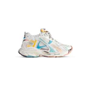 Women's Runner Sneaker in White/yellow/pink/blue
