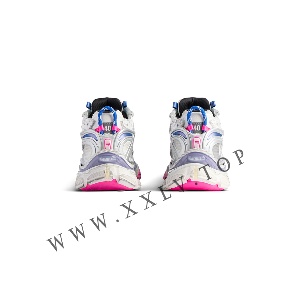 Women's Runner Sneaker in White/lilac/neon Pink/navy - Image 2