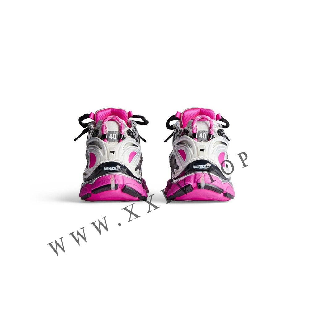 Women's Runner Sneaker in Silver/black/neon-pink - Image 3