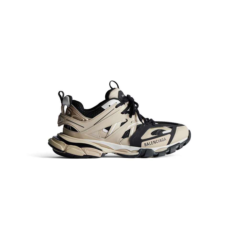 Women's Track Sneaker in Beige/black