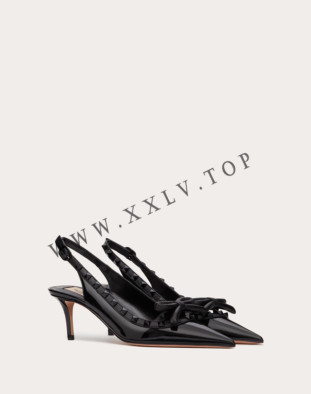 ROCKSTUD BOW SLINGBACK PUMP IN PATENT LEATHER WITH MATCHING STUDS 60MM - Image 5
