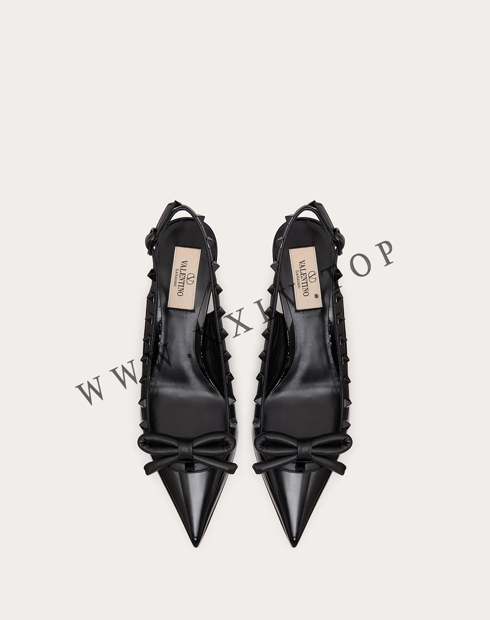 ROCKSTUD BOW SLINGBACK PUMP IN PATENT LEATHER WITH MATCHING STUDS 60MM - Image 4