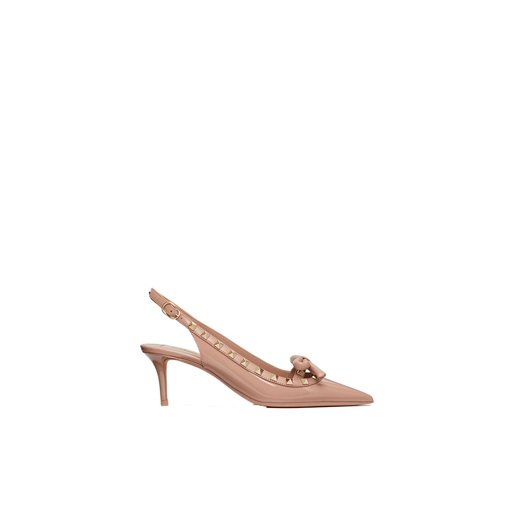 ROCKSTUD BOW SLINGBACK PATENT LEATHER PUMP 60MM