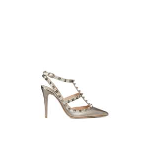 ROCKSTUD METALLIC ANKLE STRAP PUMP 100 MM