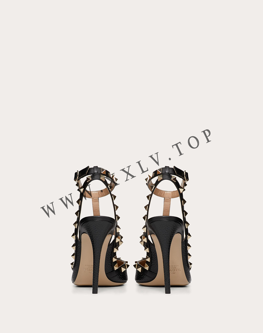 ROCKSTUD GRAINY LEATHER ANKLE STRAP PUMP 100 MM - Image 4