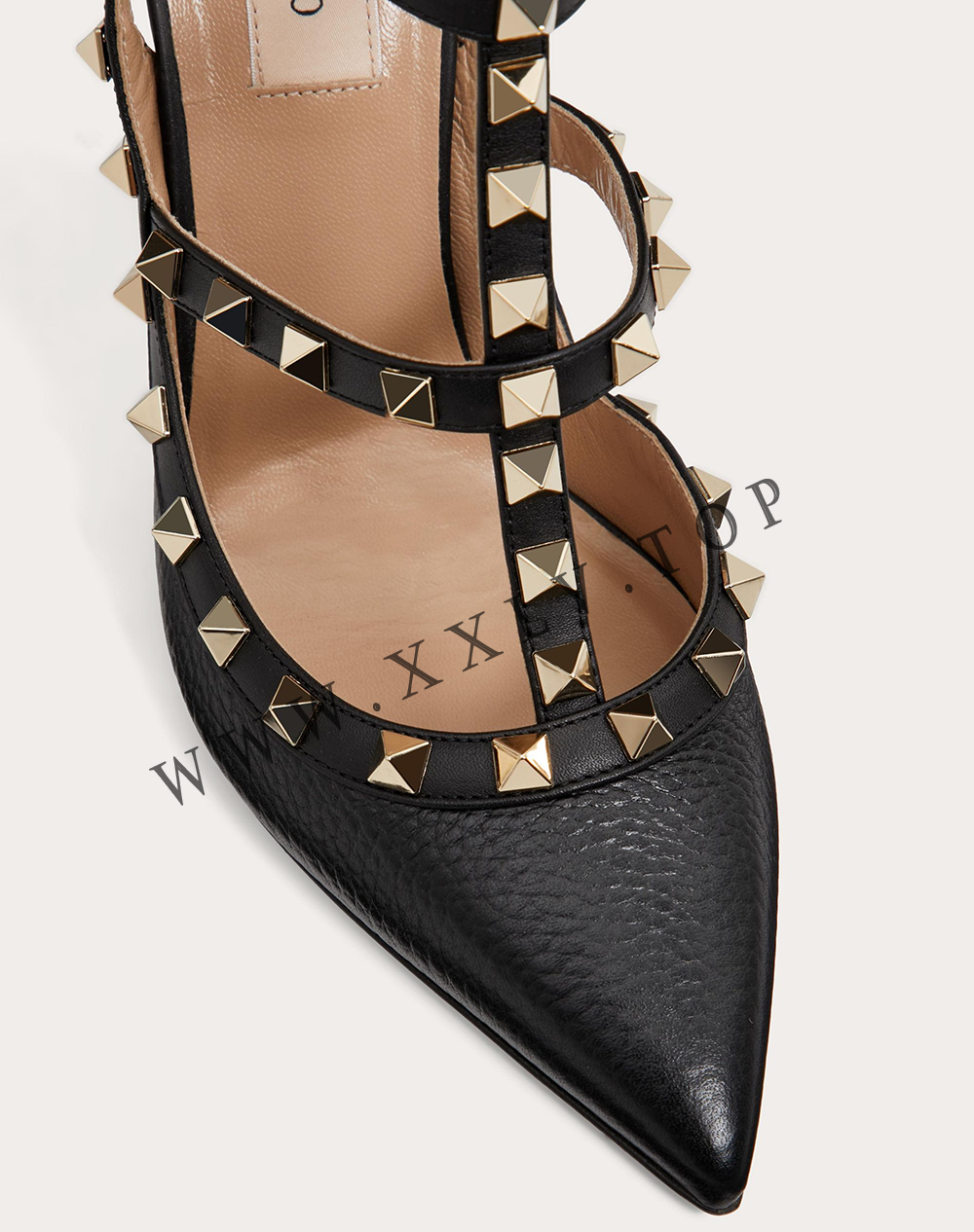 ROCKSTUD GRAINY LEATHER ANKLE STRAP PUMP 100 MM - Image 3