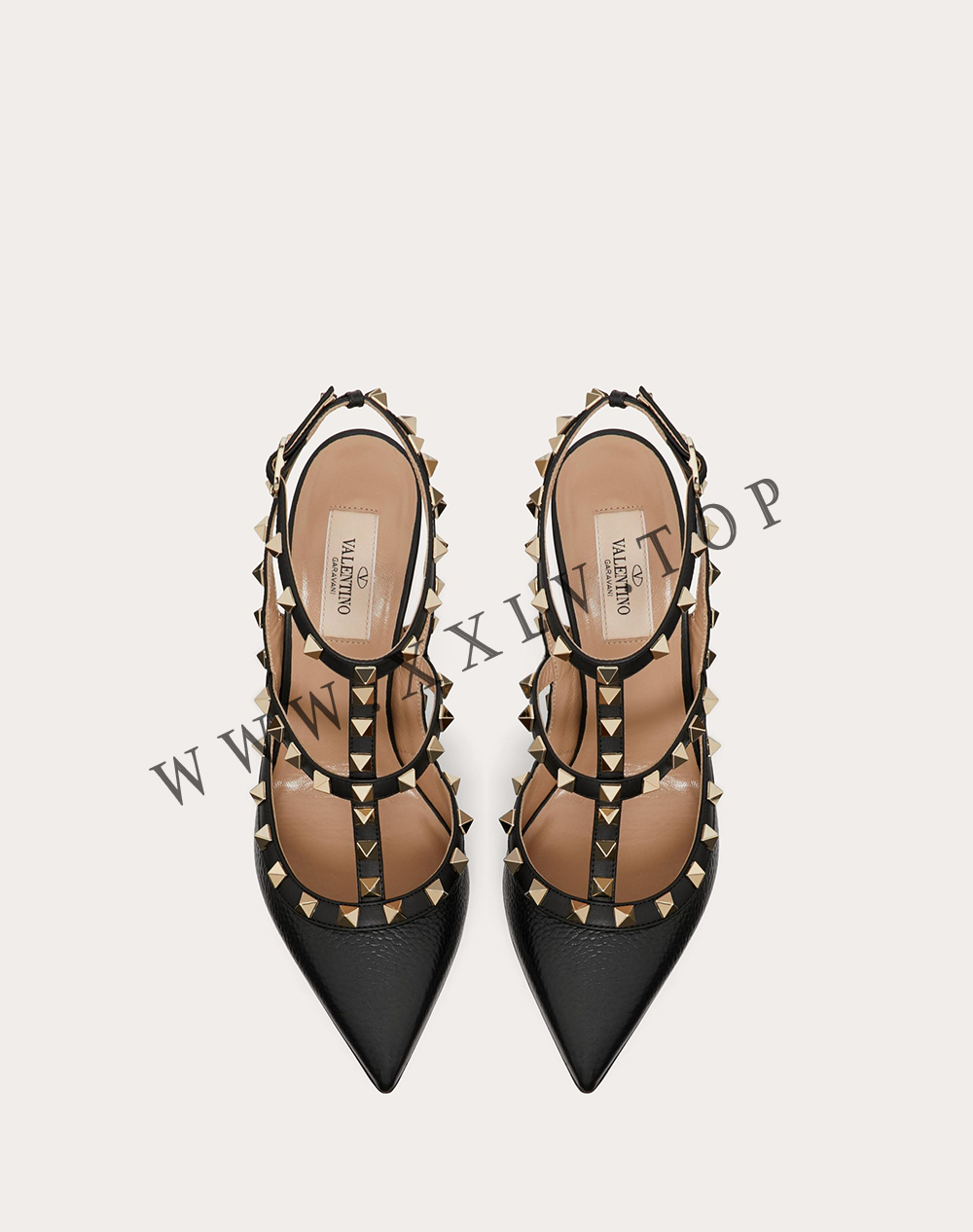 ROCKSTUD GRAINY LEATHER ANKLE STRAP PUMP 100 MM - Image 5