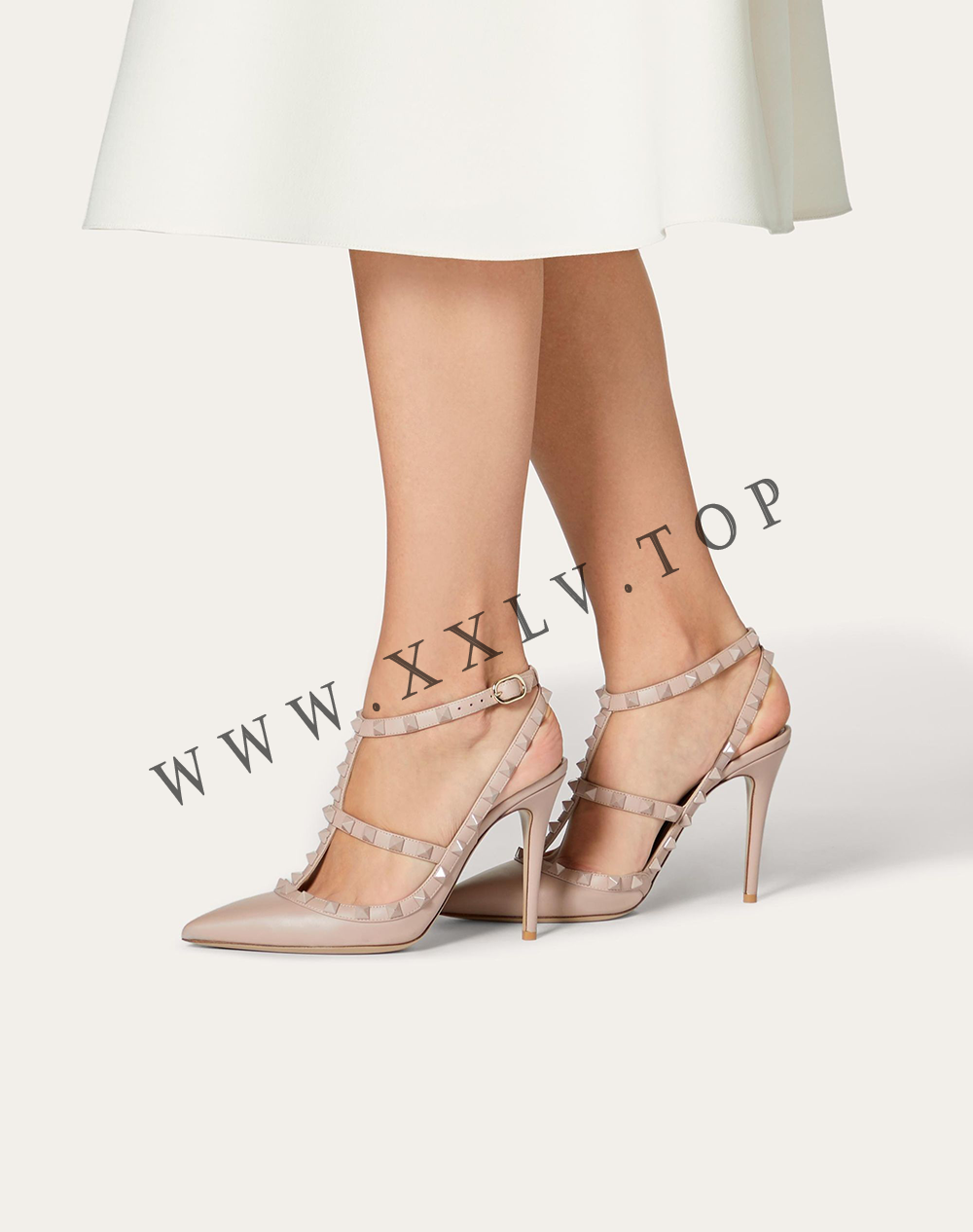 ROCKSTUD ANKLE STRAP PUMP WITH TONAL STUDS 100 MM - Image 2