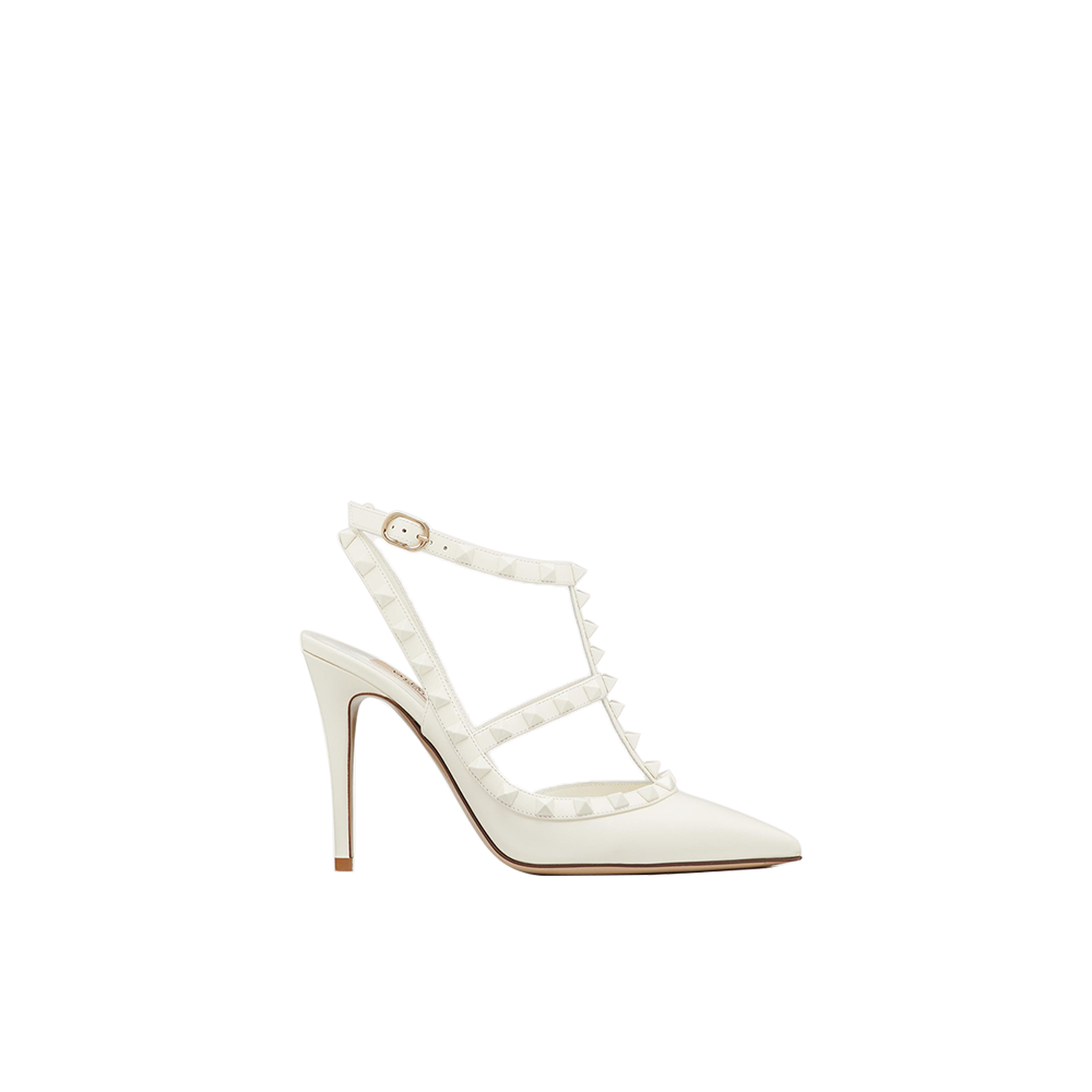 ROCKSTUD ANKLE STRAP PUMP WITH TONAL STUDS 100 MM