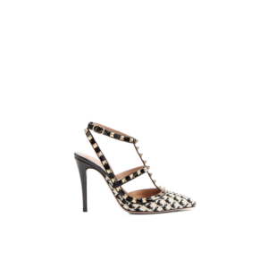 ROCKSTUD PUMP IN PIED-DE-POULE FABRIC 100MM