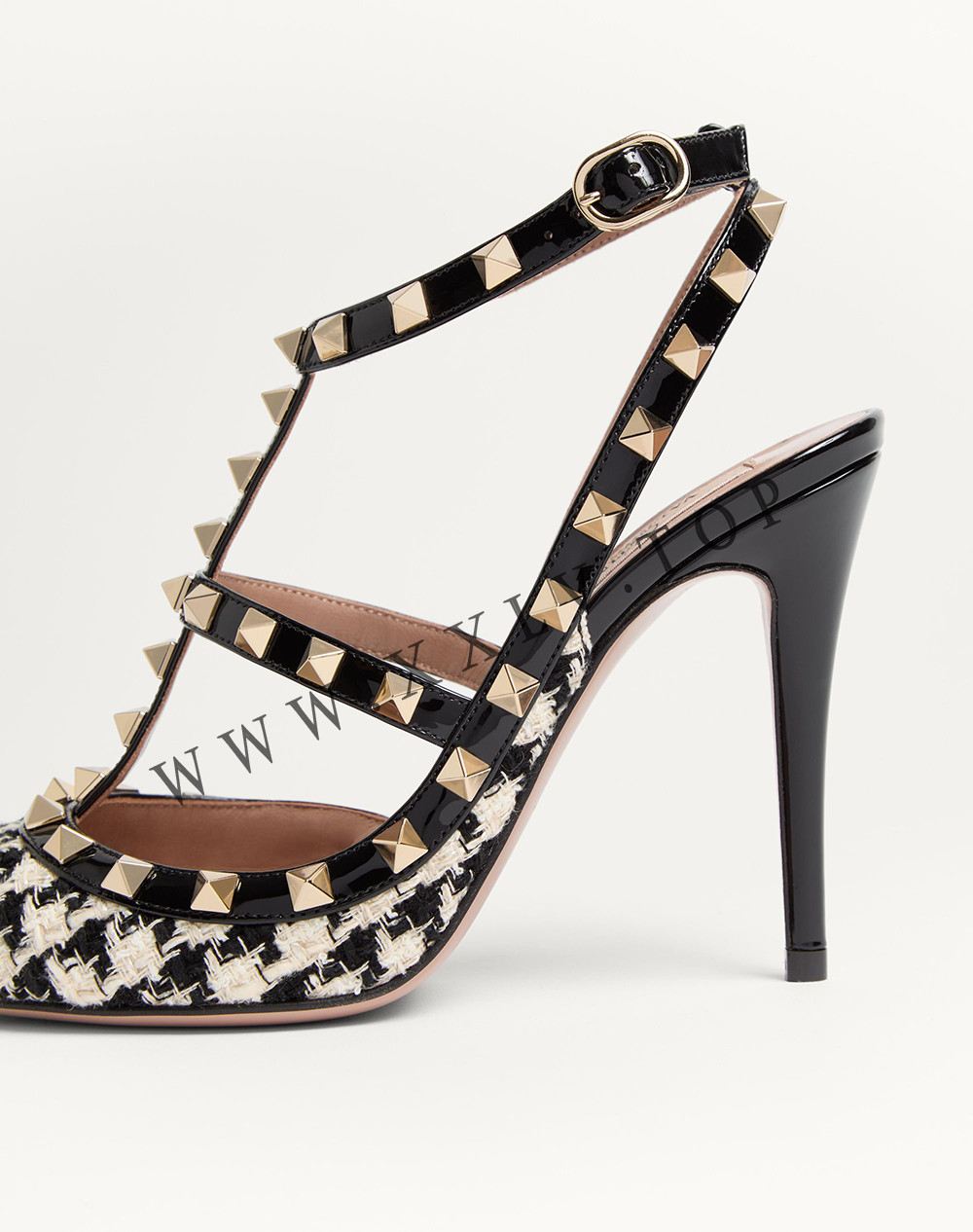 ROCKSTUD PUMP IN PIED-DE-POULE FABRIC 100MM - Image 3