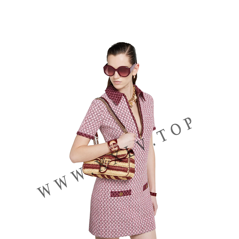GG Marmont woven medium shoulder bag 443497 - Image 4