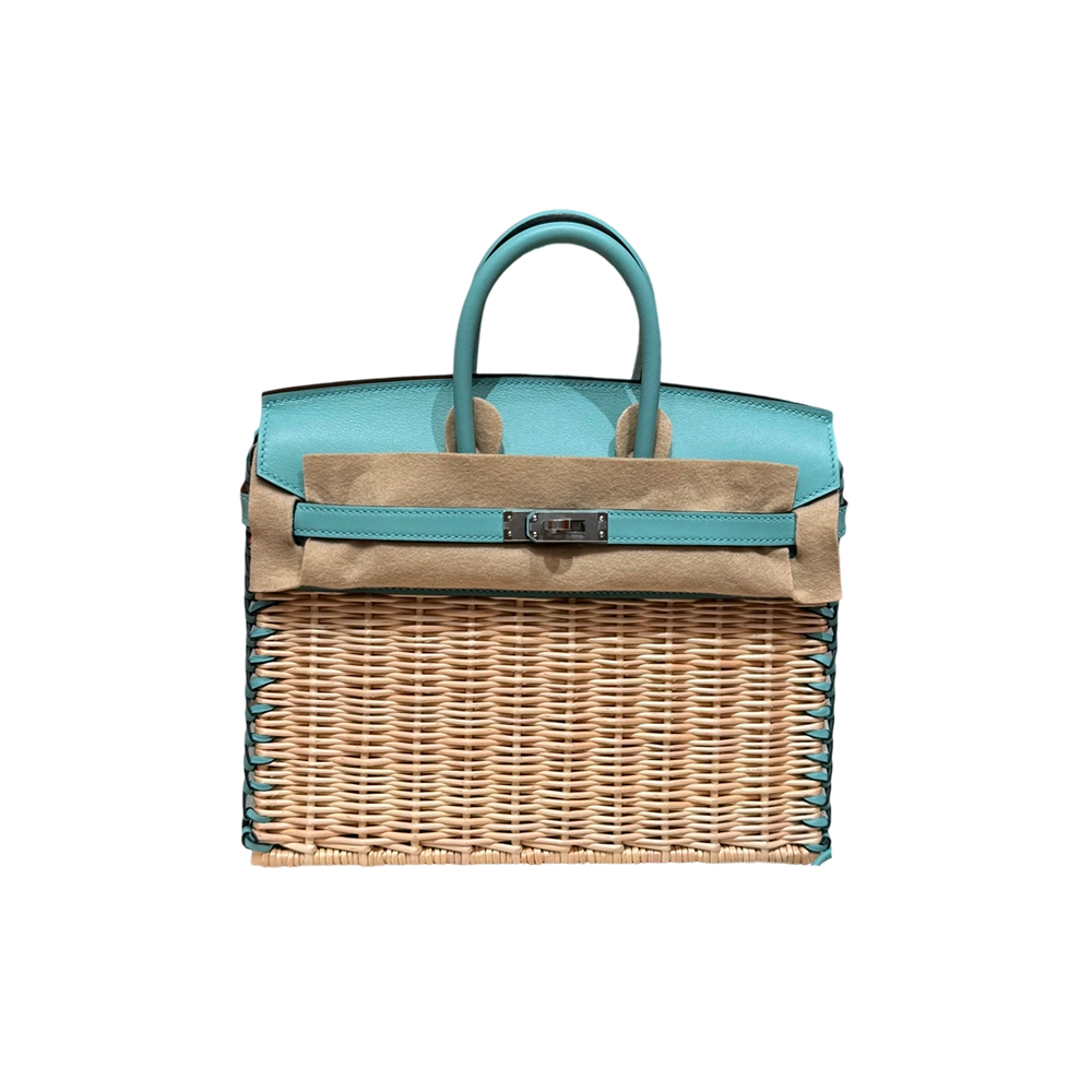 Birkin 25 Picnic bag (25*13*20cm) Pure hand work Woven bamboo frame