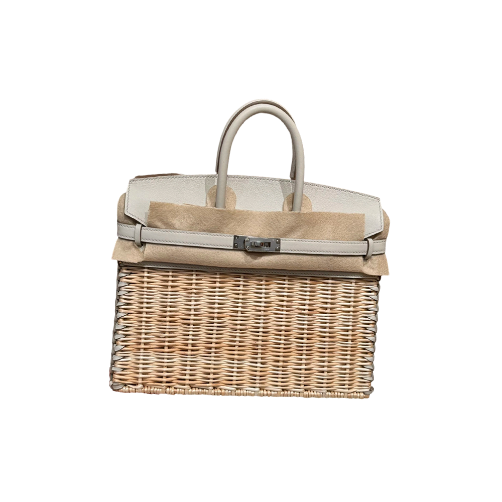 Birkin 25 Picnic bag (25*13*20cm) Pure hand work Woven bamboo frame