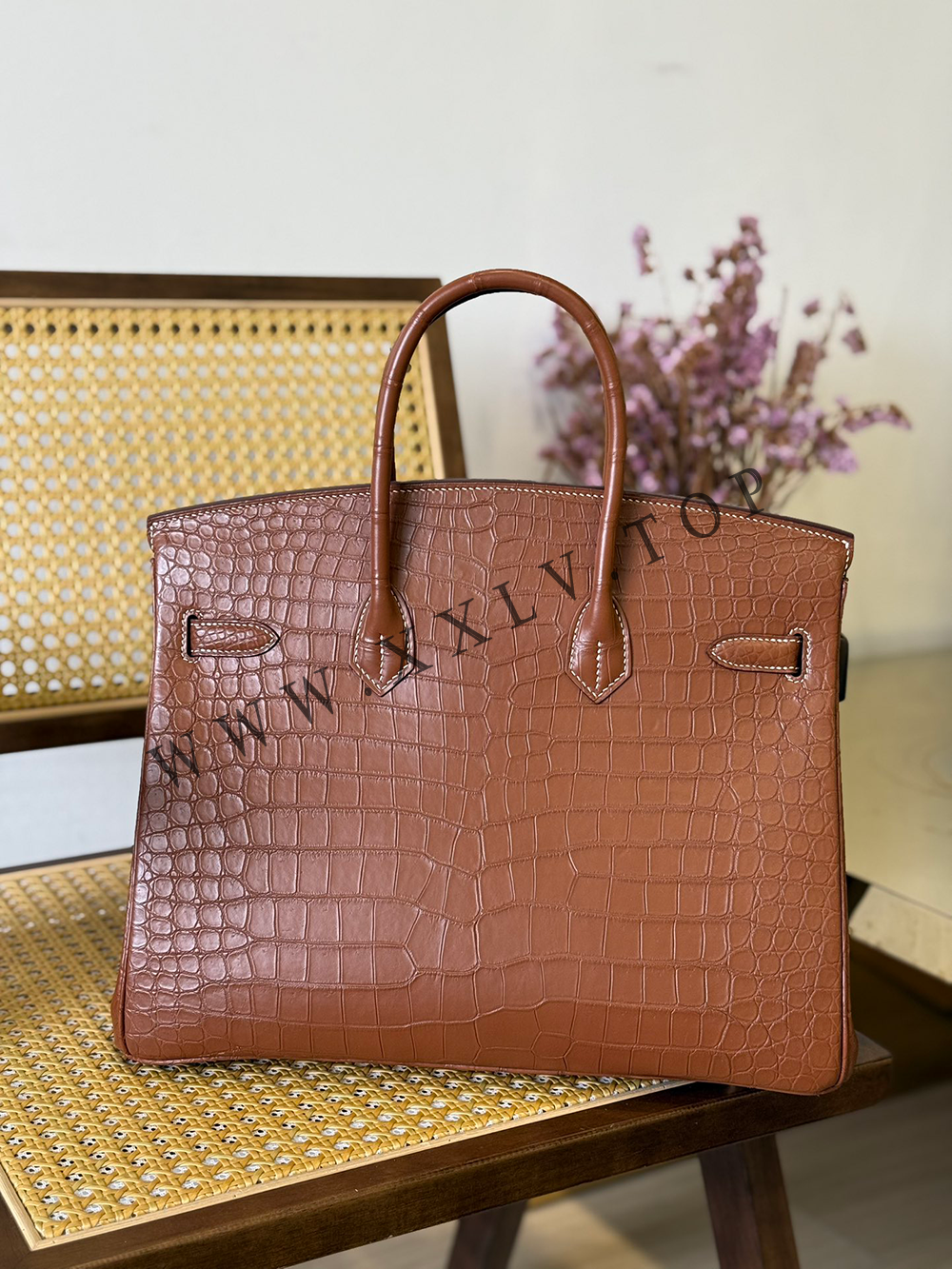 Birkin 35(35-25-18CM) Pure hand work Three pieces of skin Porosus Crocodile Other colors can be customized - Image 7