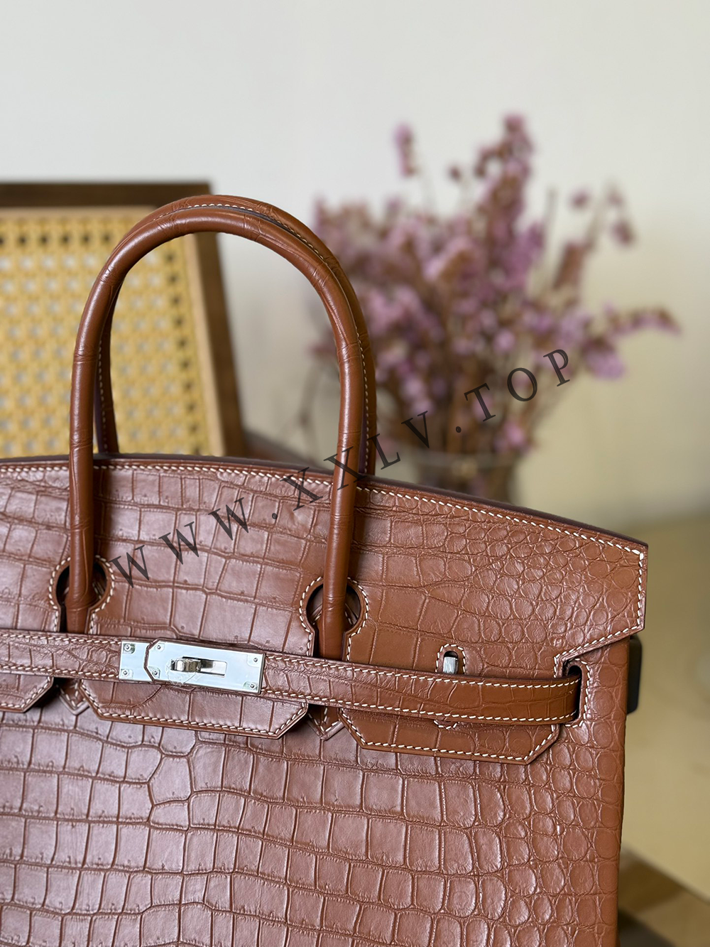 Birkin 35(35-25-18CM) Pure hand work Three pieces of skin Porosus Crocodile Other colors can be customized - Image 3
