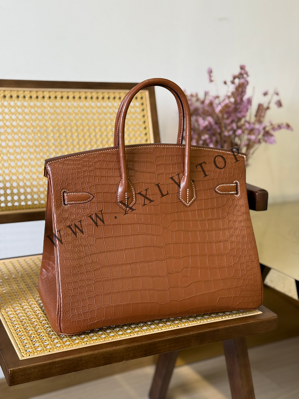 Birkin 35(35-25-18CM) Pure hand work Three pieces of skin Porosus Crocodile Other colors can be customized - Image 5