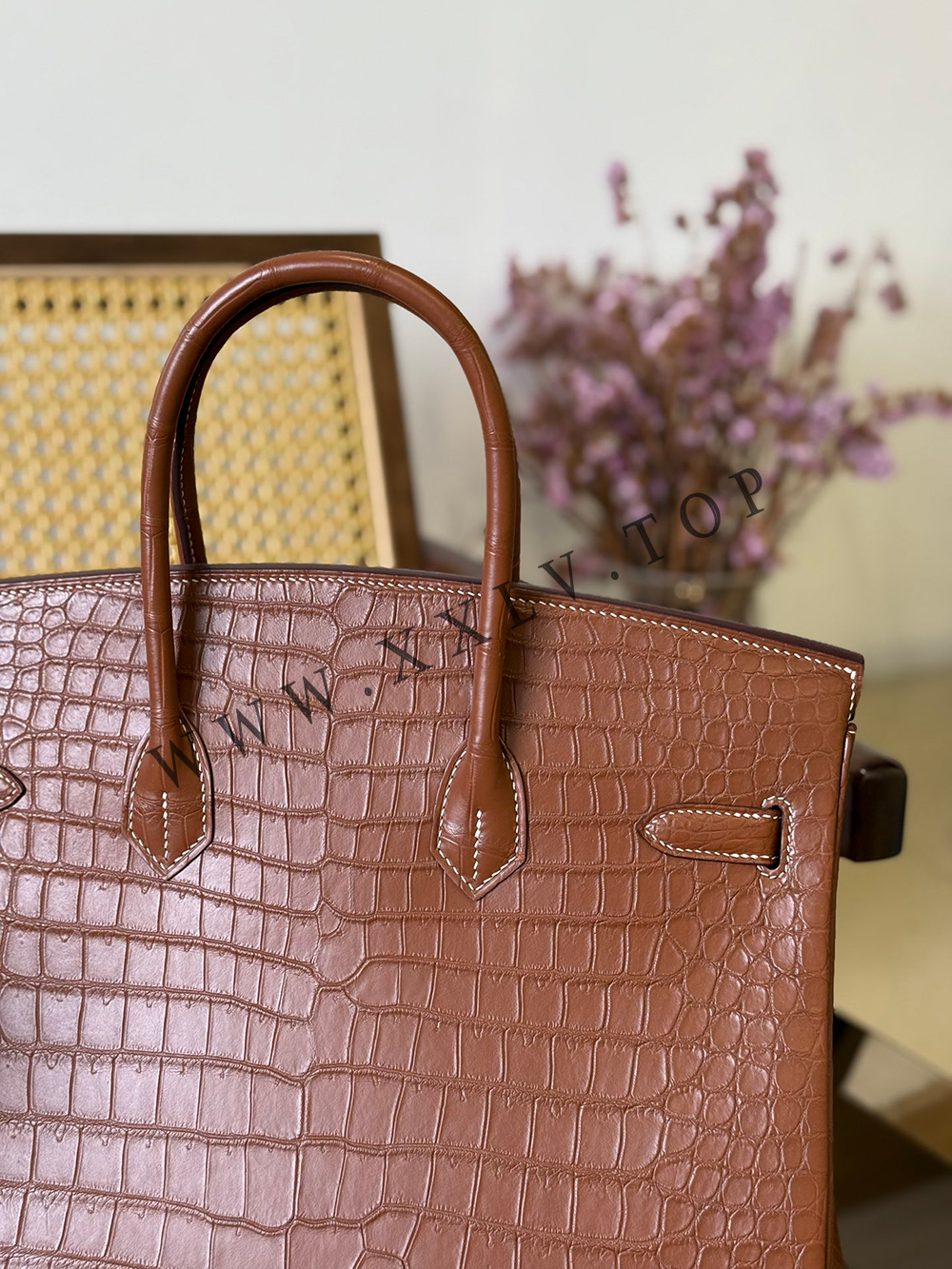 Birkin 35(35-25-18CM) Pure hand work Three pieces of skin Porosus Crocodile Other colors can be customized - Image 6