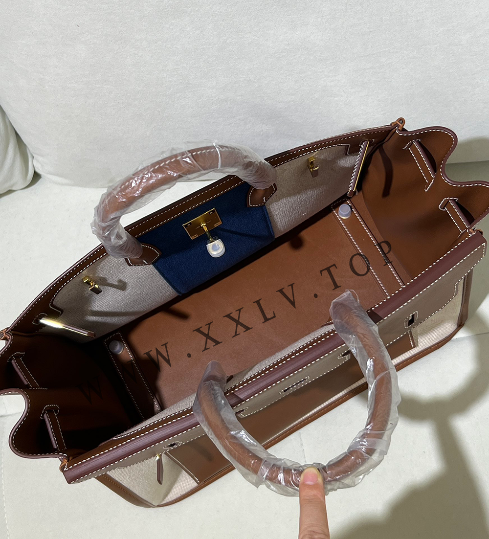 Birkin 35 The new Package King TOGO leather + canvas Pure hand work - Image 4