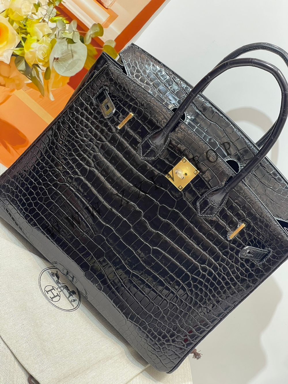 Birkin 35(35-25-18CM) Pure hand work Three pieces of skin Porosus Crocodile Other colors can be customized - Image 7